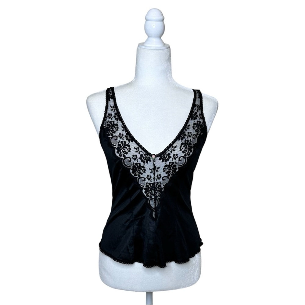 Vintage JCPenney Fantasia Sheer Lace Cami Size 32/Small Black Coquette Festival